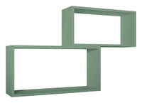 Set 2 Mensole Cubo da Parete Rettangolare in Fibra di Legno Bislungo Verde Acqua Marina