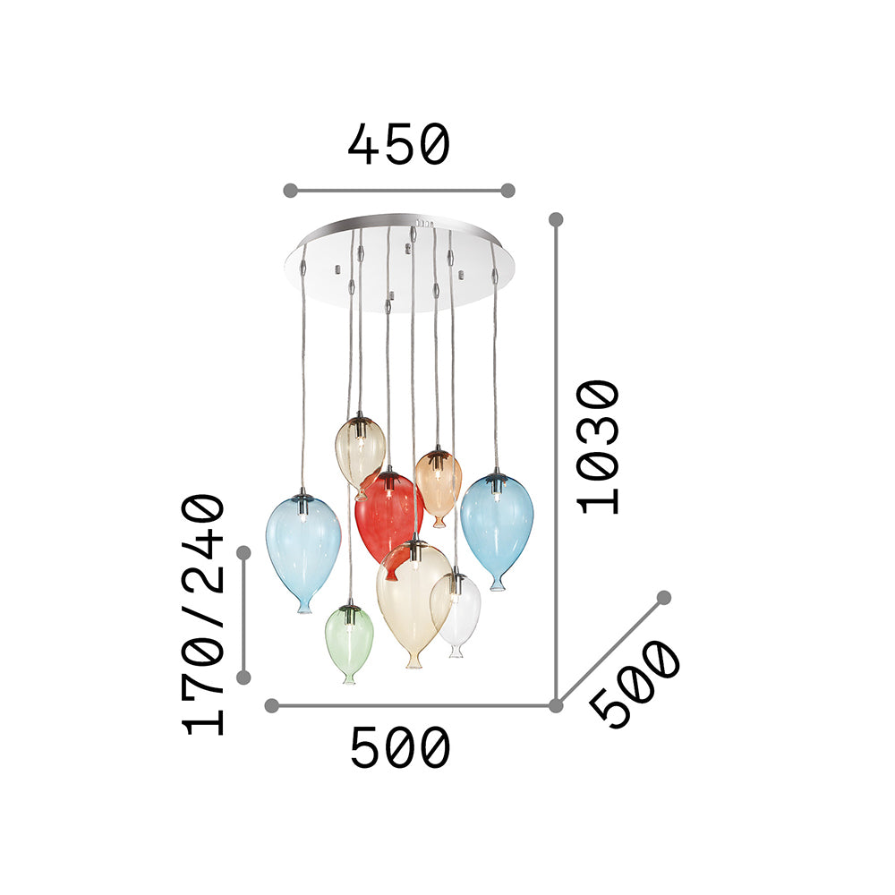 Sospensione Moderna Clown Metallo Multicolor 8 Luci G9 3W 3000K Luce Calda