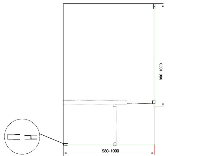 Doppia Parete Doccia Walk-in Con Braccio Di Sostegno Superiore a T Vetro 8 mm Reversibile 98-100 x 98-100 H 200 cm