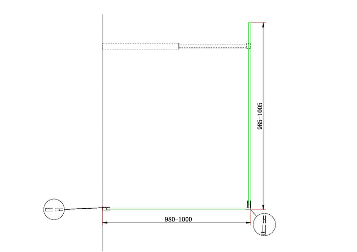 Parete Doccia Walk-in Angolare Doppio Vetro 8 mm Reversibile 98-100 x 98,5-100,5 H 200 cm