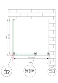 Box doccia angolare parete fissa e porta battente e fisso in linea vetro 6 mm reversibile Misura Fisso 96,5-99 porta 97-100 (35+65)  