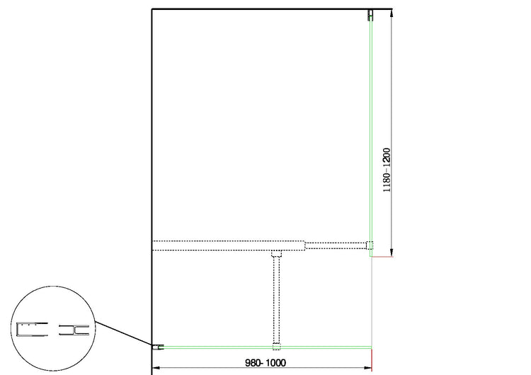 Doppia Parete Doccia Walk-in Con Braccio Di Sostegno Superiore a T Vetro 8 mm Reversibile 98-100 x 118-120 H 200 cm