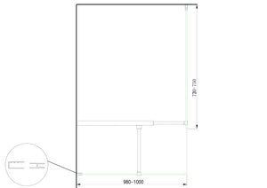 Doppia Parete Doccia Walk-in Con Braccio Di Sostegno Superiore a T Vetro 8 mm Reversibile 98-100 x 73-75 H 200 cm