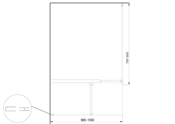 Doppia Parete Doccia Walk-in Con Braccio Di Sostegno Superiore a T Vetro 8 mm Reversibile 98-100 x 78-80 H 200 cm