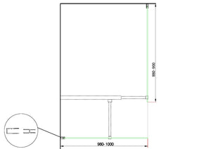 Doppia Parete Doccia Walk-in Con Braccio Di Sostegno Superiore a T Vetro 8 mm Reversibile 98-100 x 88-90 H 200 cm