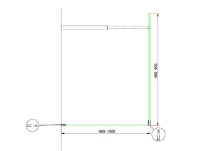 Parete Doccia Walk-in Angolare Doppio Vetro 8 mm Reversibile 98-100 x 88,5-90,5 H 200 cm