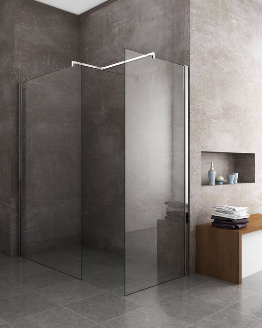 Doppia Parete Doccia Walk-in Con Braccio Di Sostegno Superiore a T Vetro 8 mm Reversibile 88-90 x 88-90 H 200 cm