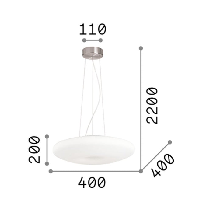 Sospensione Moderna Glory Vetro Bianco 3 Luci E27 D40Cm