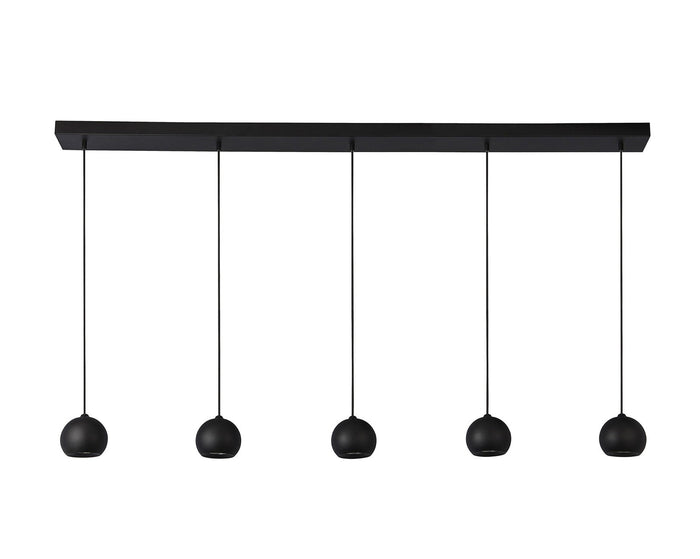 Lampadario Contemporaneo Eindhoven Acciaio Nero 5 Luci Gu10