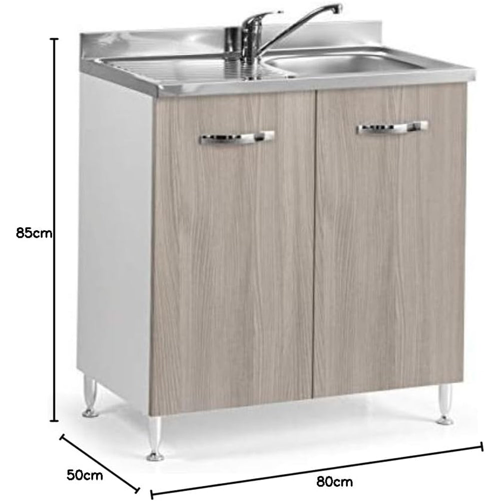 Mobile Sottolavello Mobiletto Base Per Cucina Componibile 2 Ante Olmo 80x50x85cm