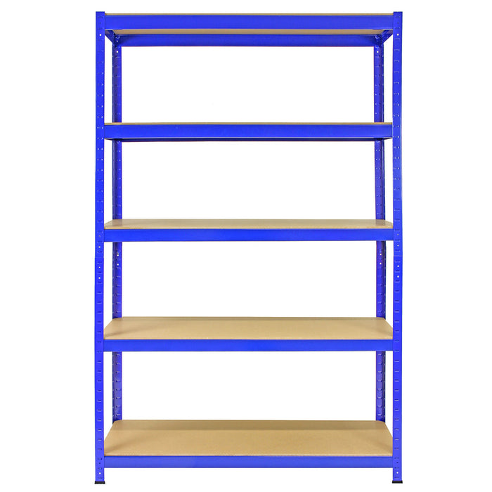 5 Scaffali in Acciaio Senza Bulloni T-Rax Blu Larghi 120cm per Magazzino e Box