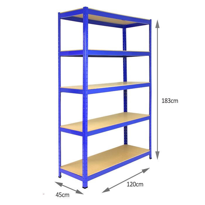 Scaffale in Acciaio Senza Bulloni T-Rax Blu Largo 120cm per Magazzino e Garage