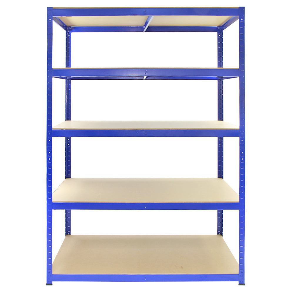 10 Scaffali in Acciaio Senza Bulloni T-Rax Blu Larghi 120cm per Magazzino e Box