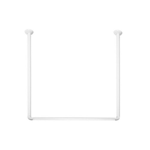 Bastone per tenda doccia doccia 3 lati in alluminio bianco  Bianco 80x80x80 cmSPIRE