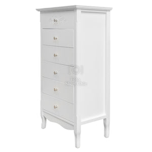 Cassettiera bianco opaco shabby chic con intarsio