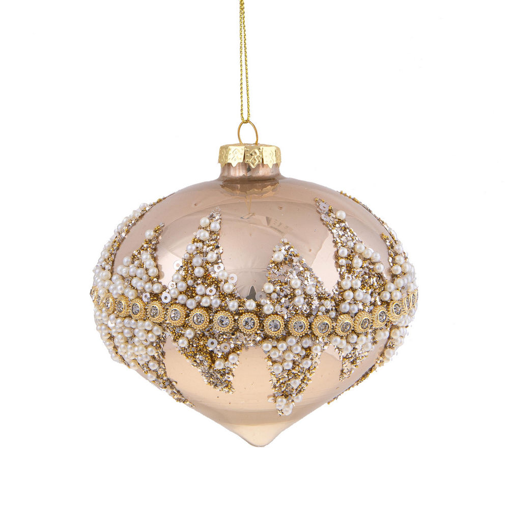 Palline di Natale a Cipolla Diamond Oro 10 cm 4 Pz