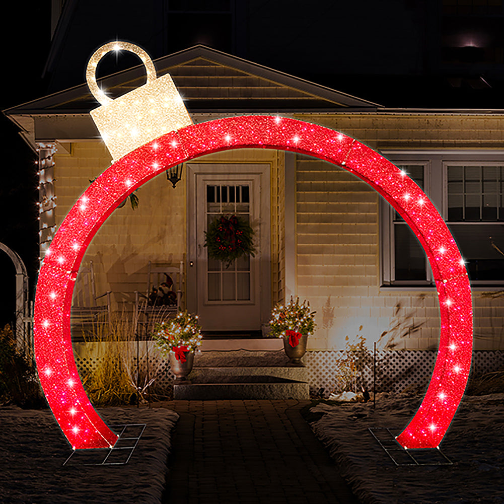 Arco Luminoso Natale Bianco Caldo 300 Led Illuminazione da Esterno Rosso 308 cm