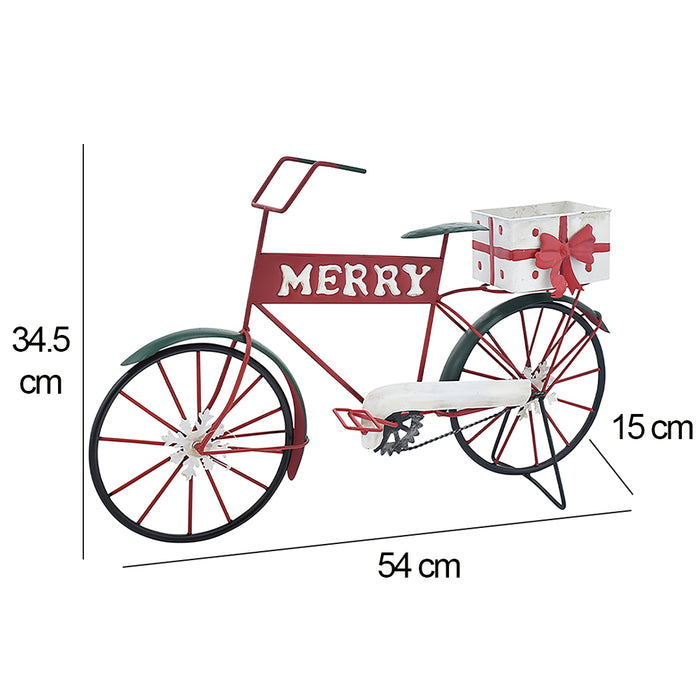 Bici Decorazione Natalizia in Metallo con Porta Regali Bicicletta Addobbo Natale