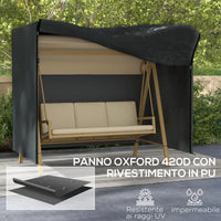 Copertura per Dondolo da Giardino 3Posti Impermeabile 220x125 H172cm Nero AntiUV