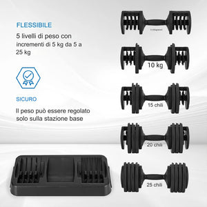 Manubrio da Palestra Regolabili da 5-25 kg Allenamento Palestra con Pesi da Casa