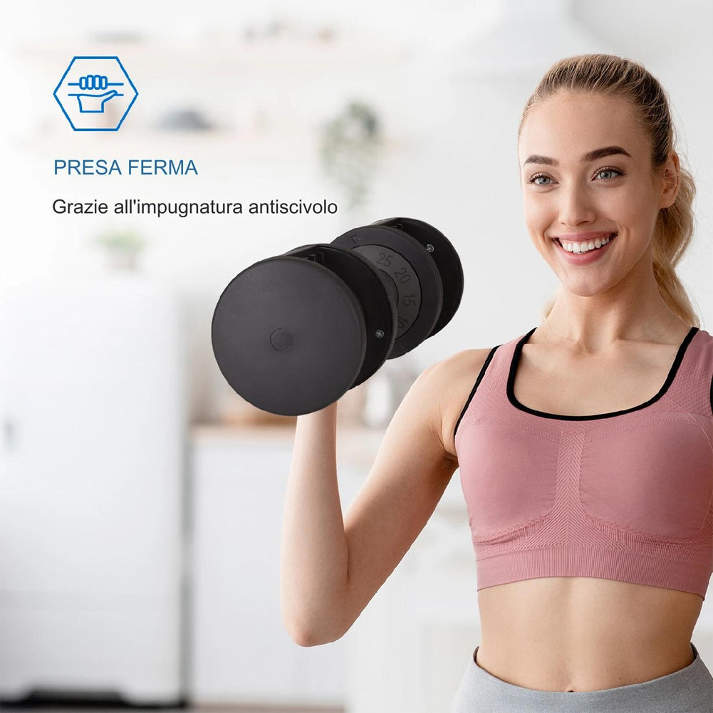 Manubrio da Palestra Regolabili da 5-25 kg Allenamento Palestra con Pesi da Casa