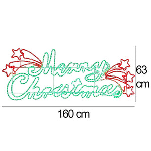 Scritta Luminosa Merry Christmas 160x63cm Multicolore 684 LED IP44 Uso Esterno