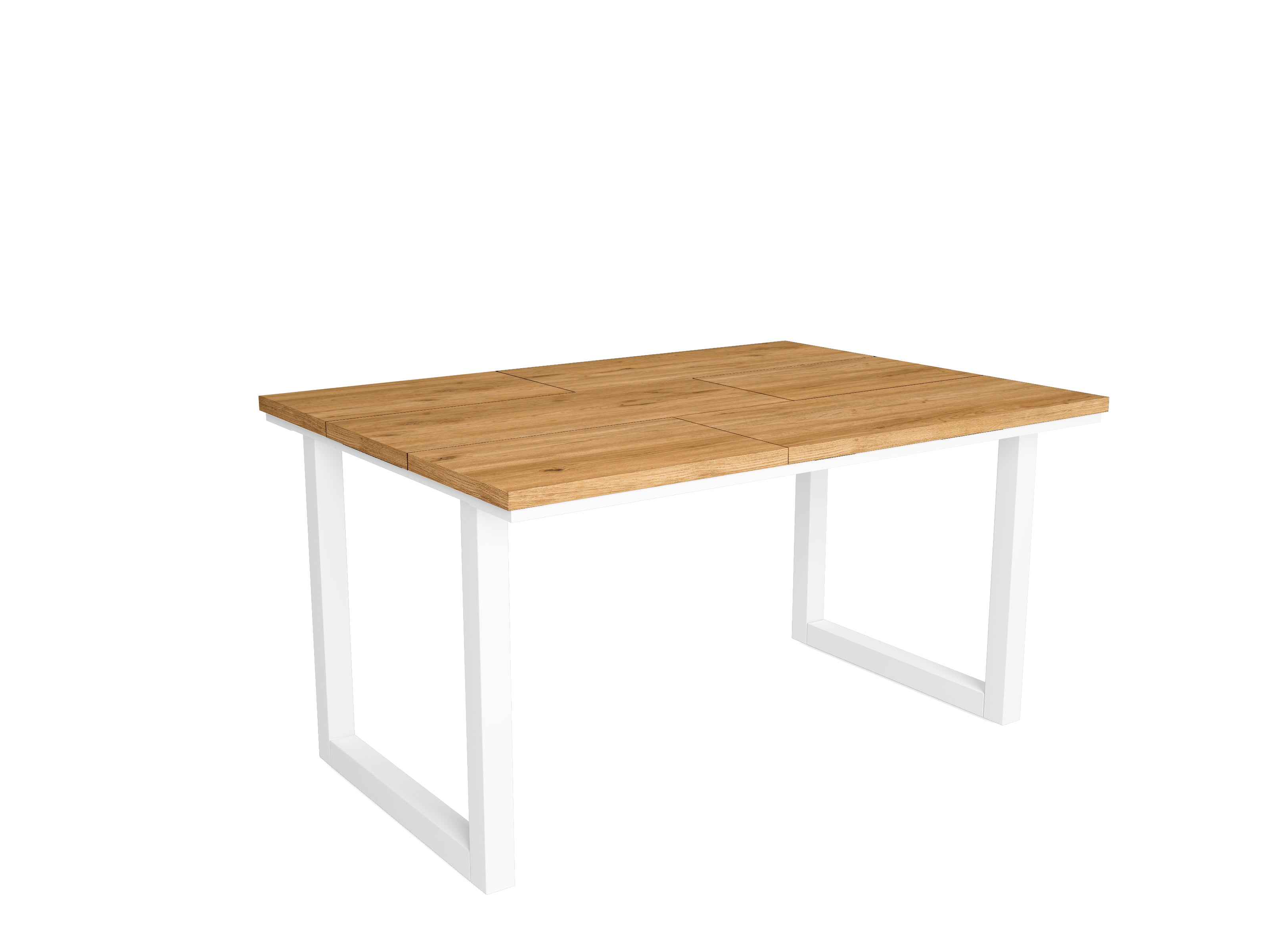 Tavolo da pranzo 6 posti 140x90 cm con gambe in legno a U stile moderno colore Rovere e gambe bianche