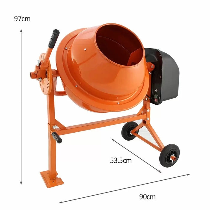 Betoniera Elettrica per Calcestruzzo Cemento 70L Portatile con Ruote