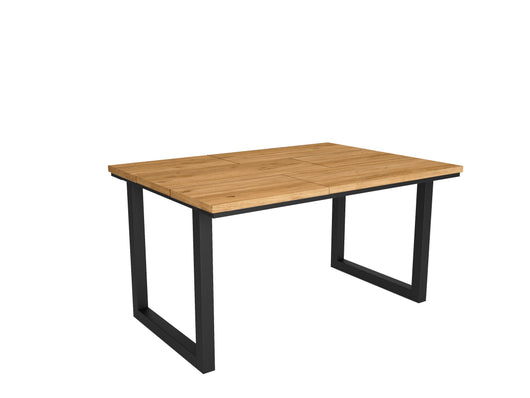 Tavolo da pranzo 6 posti 140x90 cm con gambe in legno a U stile moderno colore Rovere e gambe nere