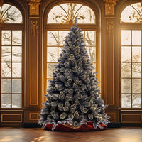 Albero di Natale Luxury 240cm 1434 Punte Nero e Oro Base a Croce Design Premium