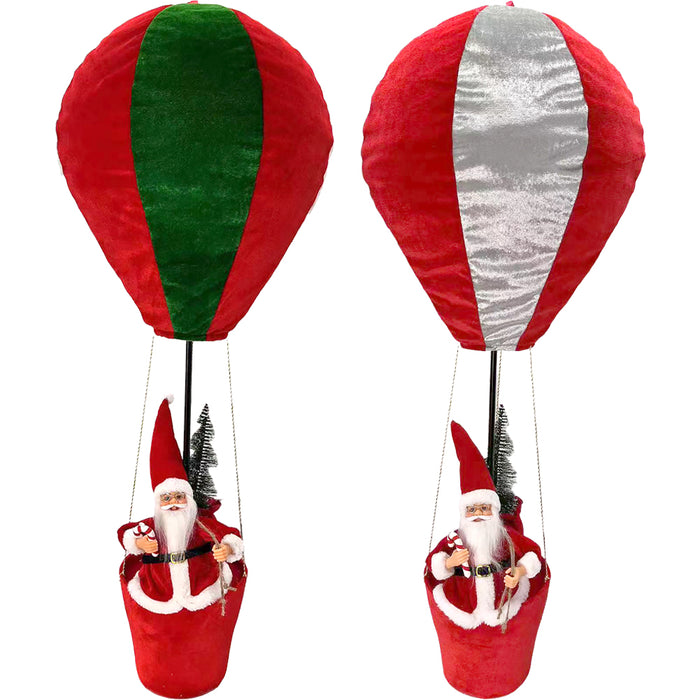 Mongolfiera Natalizia di Babbo Natale Decorazione Addobbo 2 Assortimenti 40x97cm