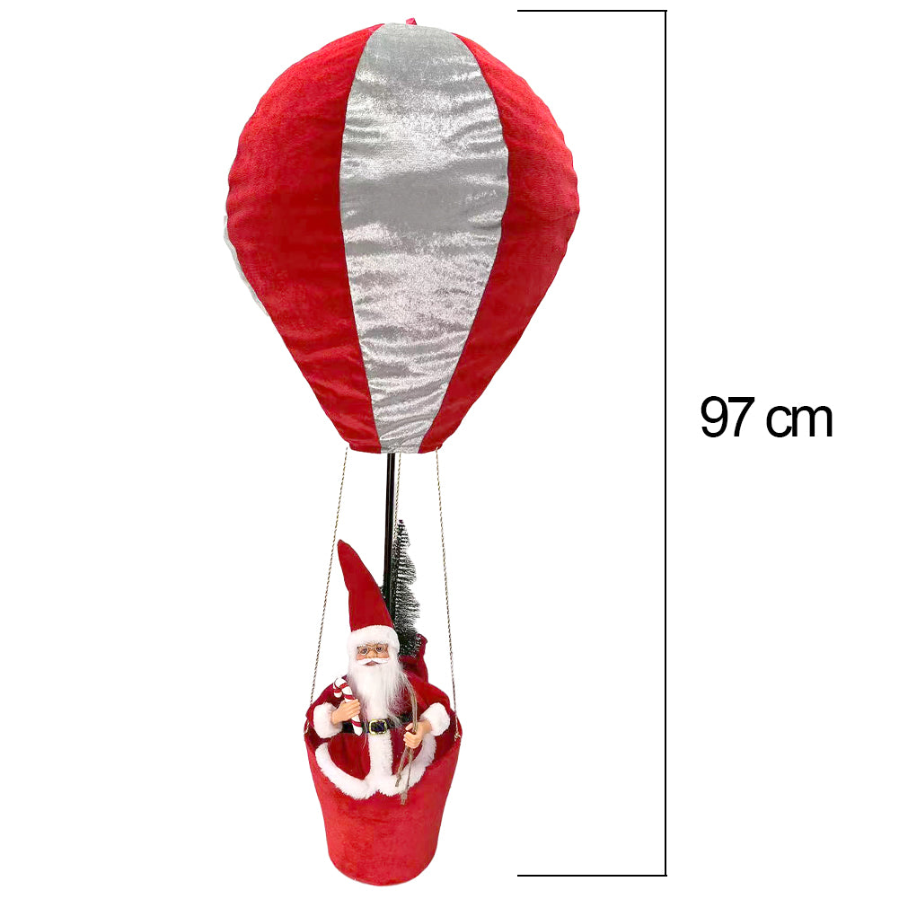 Mongolfiera Natalizia di Babbo Natale Decorazione Addobbo 2 Assortimenti 40x97cm