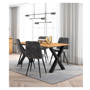 Skraut Home - Set Mobili, Tavolo da pranzo | 140 | Rovere | Stile industriale, Pack di 4 sedie da pranzo | Sedia imbottita RF2667