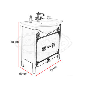 Mobile bagno completo noce 75 cm con fregi