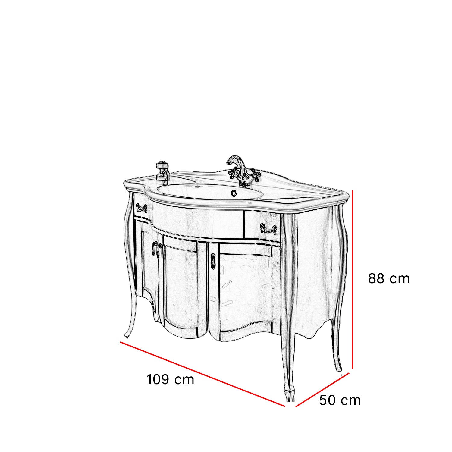 Mobile bagno stile barocco oro foglia con specchio - SI