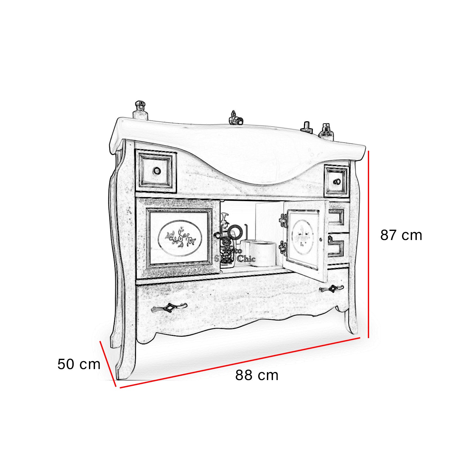 Mobile bagno decapè con specchiera