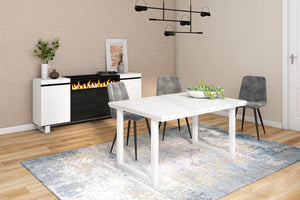 Tavolo da pranzo 6 posti 140x90 cm con gambe in legno design moderno colore Bianco