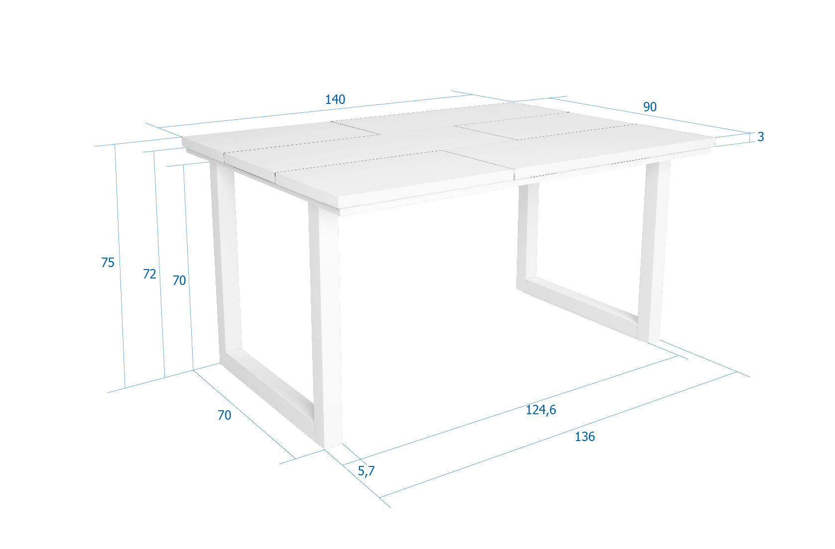 Tavolo da pranzo 6 posti 140x90 cm con gambe in legno design moderno colore Bianco