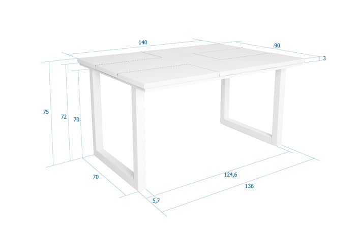 Tavolo da pranzo 6 posti 140x90 cm con gambe in legno design moderno colore Bianco