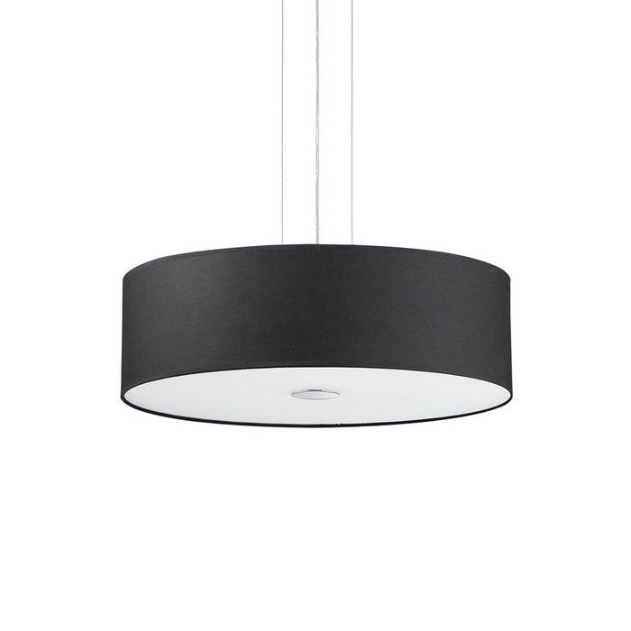 Sospensione Industrial-Minimal Woody Corda Nero 5 Luci E27