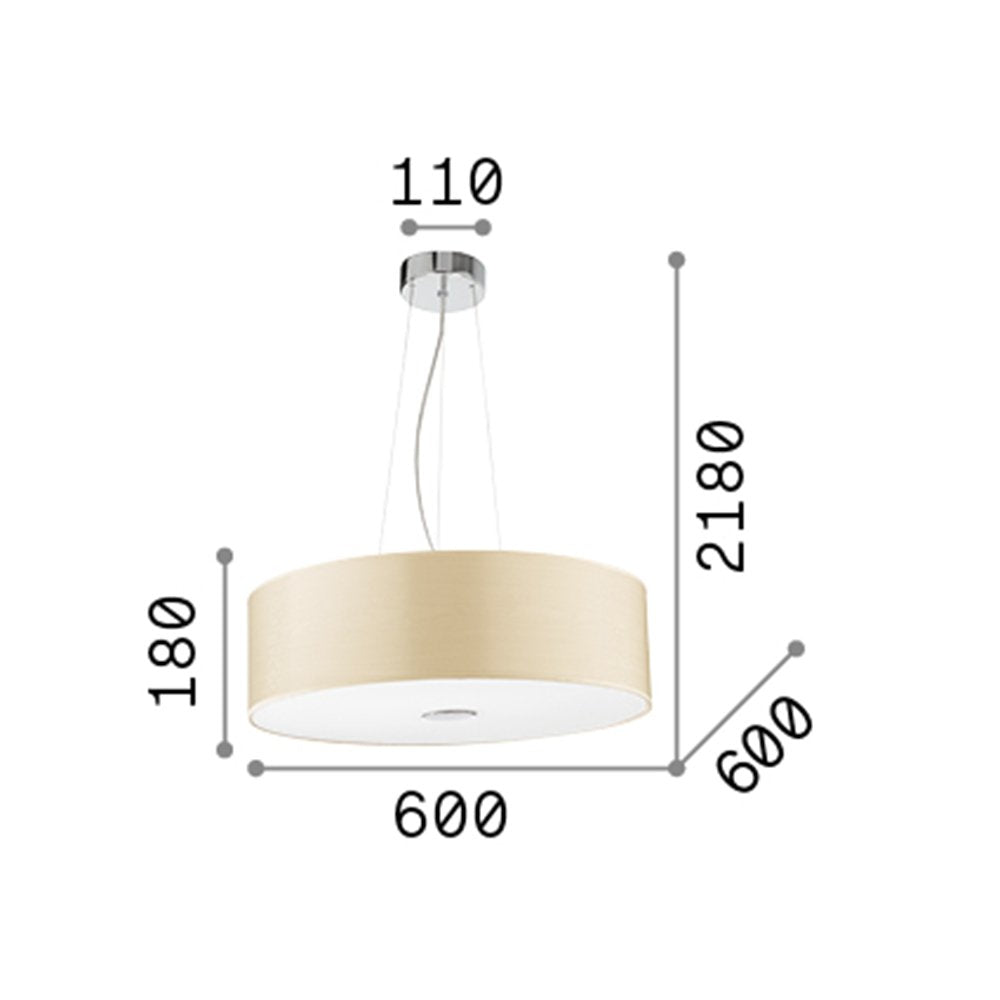 Sospensione Industrial-Minimal Woody Corda Nero 5 Luci E27