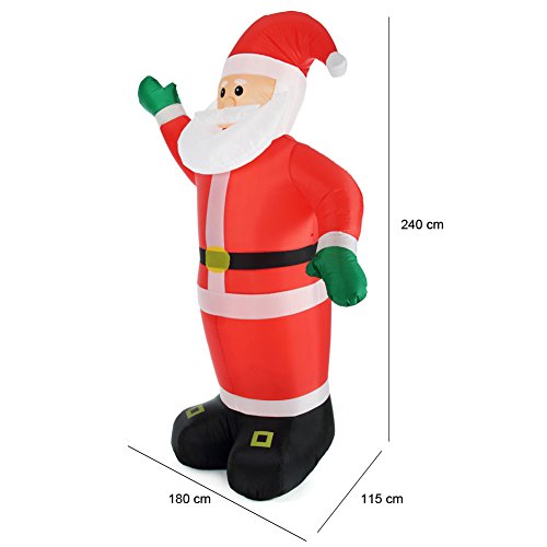 Gonfiabile Babbo Natale Gigante 250 cm Luci LED Decorazioni Natalizie Esterno