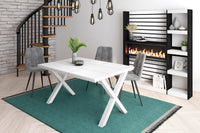 Tavolo da pranzo 6 posti 140x90 cm con gambe in legno stile moderno colore Bianco