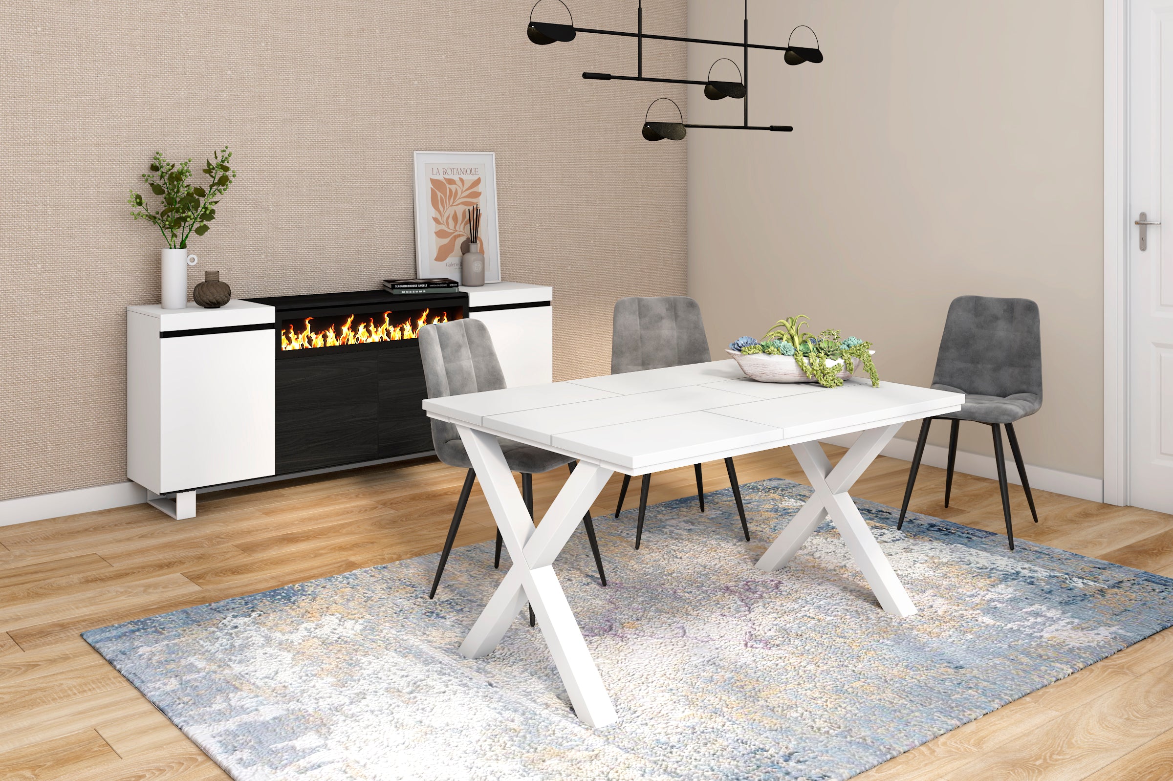 Tavolo da pranzo 6 posti 140x90 cm con gambe in legno stile moderno colore Bianco