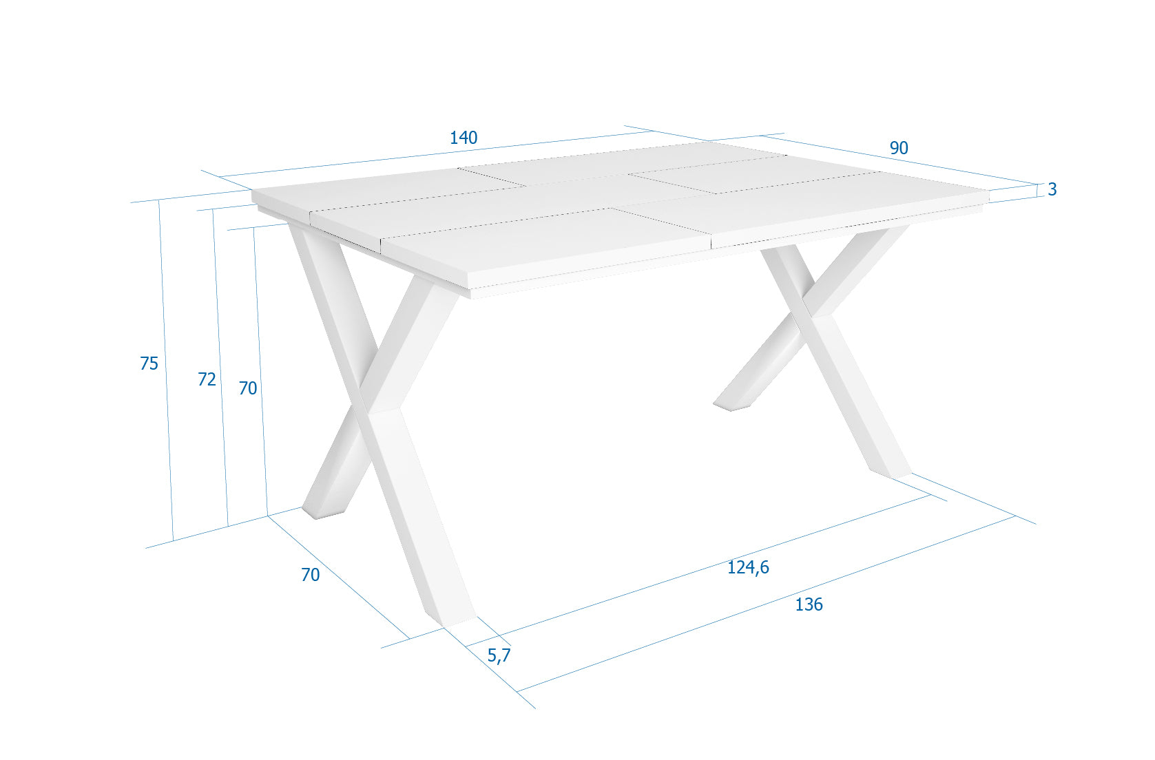 Tavolo da pranzo 6 posti 140x90 cm con gambe in legno stile moderno colore Bianco