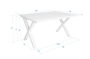 Tavolo da pranzo 6 posti 140x90 cm con gambe in legno stile moderno colore Bianco