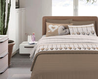 Completo Letto in Flanella Calda e Morbida Anti Pilling - Set Flanellato 3 Misure parure con Federe - Cuori beige - 1 Piazza