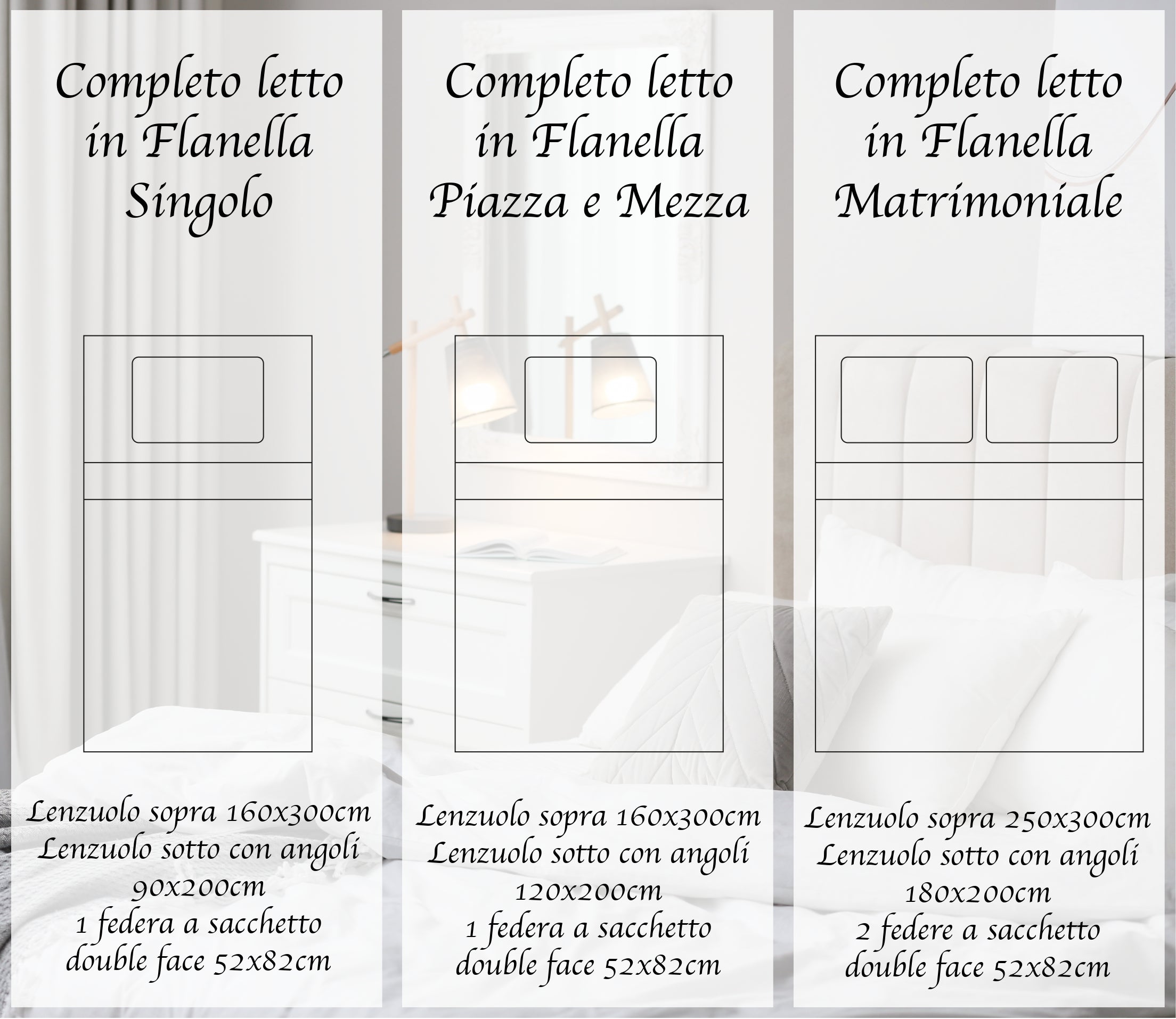 Completo Letto in Flanella Calda e Morbida Anti Pilling - Set Flanellato 3 Misure parure con Federe - Pecorelle azzurro - 1 Piazza e mezza