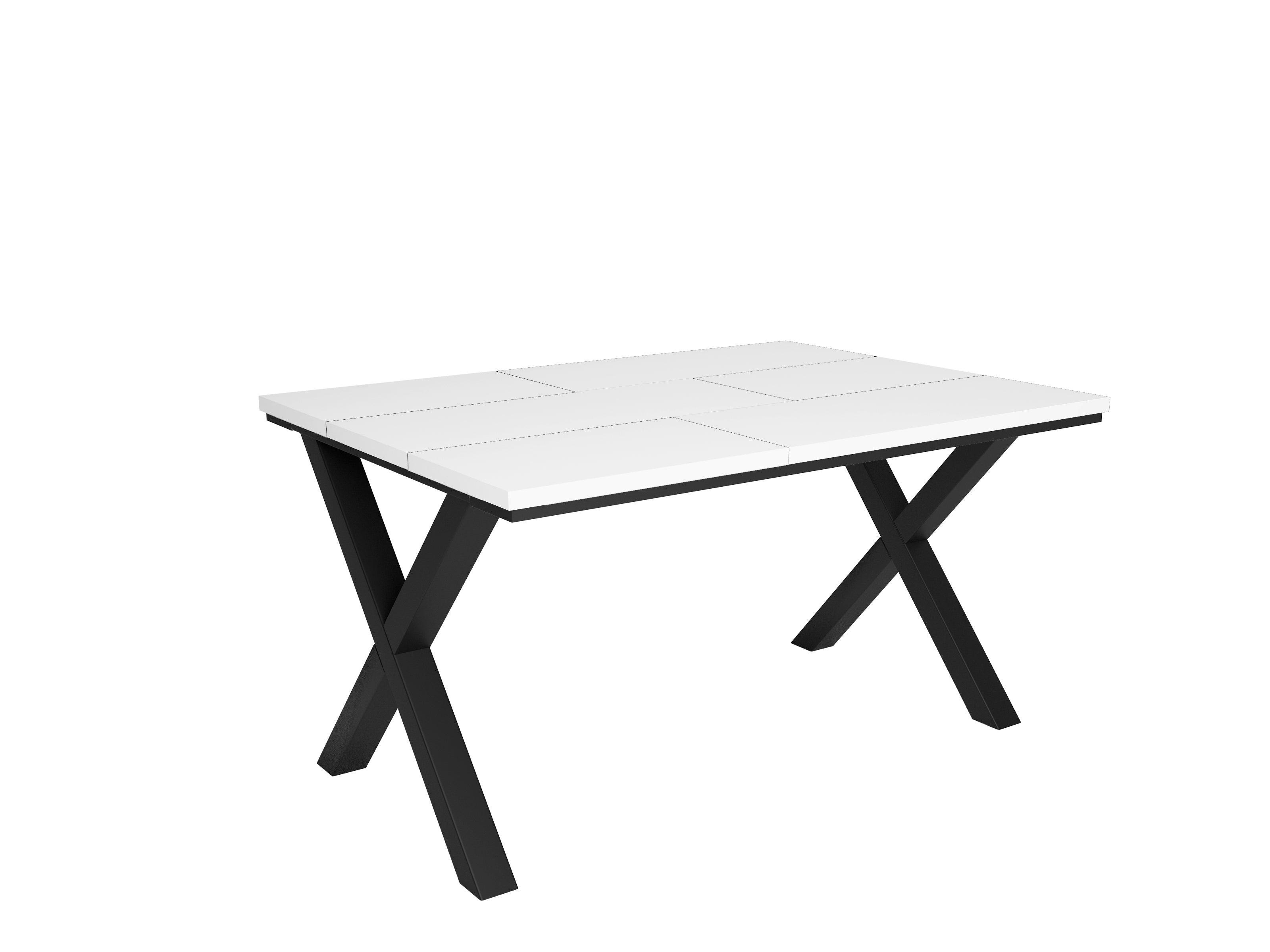 Tavolo da pranzo 6 posti 140x90 cm con gambe in legno stile moderno colore Bianco e Nero