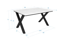 Tavolo da pranzo 6 posti 140x90 cm con gambe in legno stile moderno colore Bianco e Nero